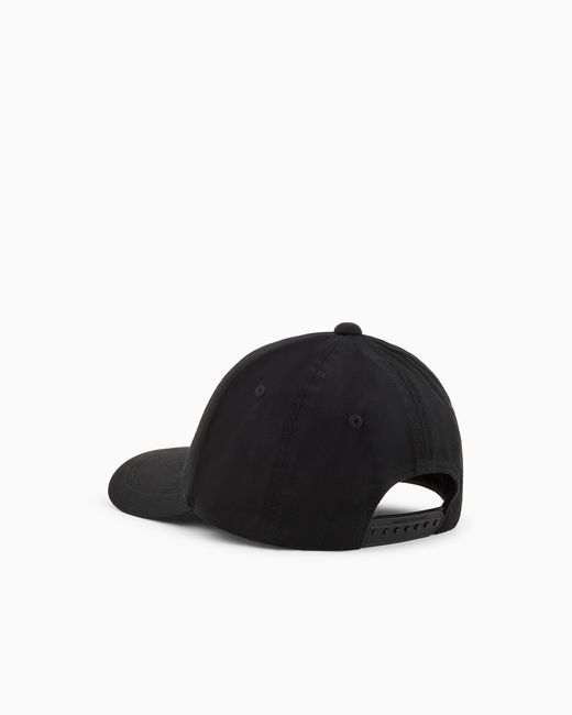 ARMANI EXCHANGE Black Cotton Twill Cap With Embroidered Logo