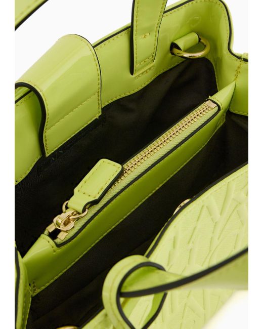 Armani Exchange Yellow Embossed Small Tote Bag