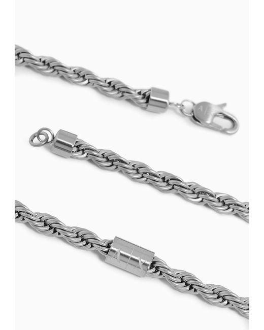 Armani Exchange White Stainless Steel Chain Necklace for men