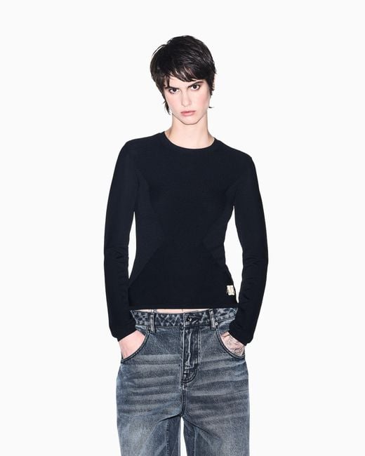 ARMANI EXCHANGE Blue Regular Fit Pullover Knitted