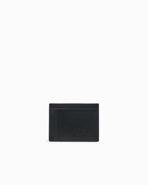 ARMANI EXCHANGE White Smooth Leather Cardholder With Multiple Slots And Logo for men