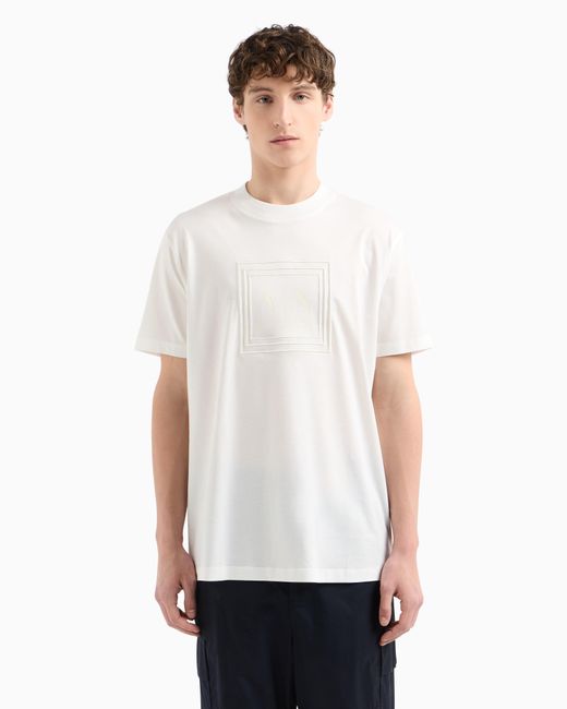 ARMANI EXCHANGE T-Shirt Aus Merzerisierter Baumwolle Mit Normaler Passform in White für Herren