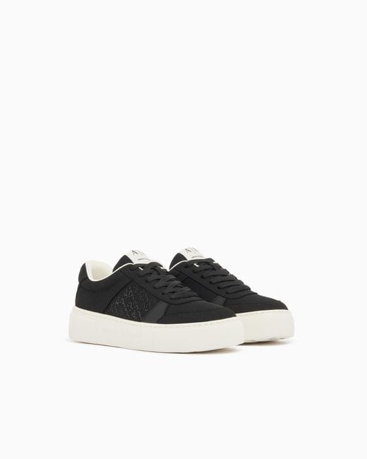 ARMANI EXCHANGE White Lace-Up Low-Top Sneakers