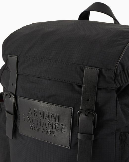 ARMANI EXCHANGE Black Urban Explorer Fabric Backpack for men