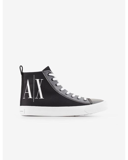 Armani Exchange Icon Logo High Top Sneakers in Black for Men | Lyst UK