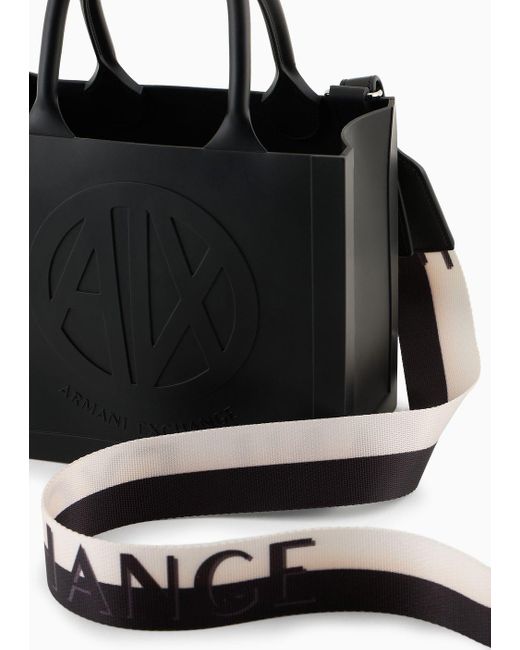 Armani Exchange Black Milky Bag With Embossed Logo In Recycled Material