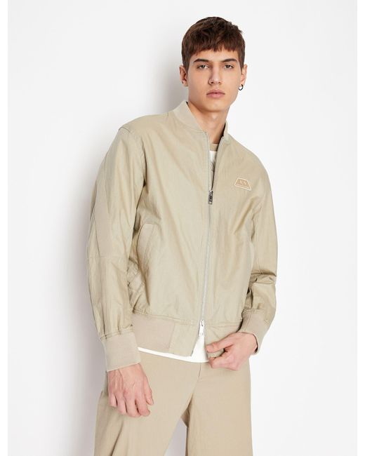 Armani Exchange Natural Bomber In Linen And Cotton for men
