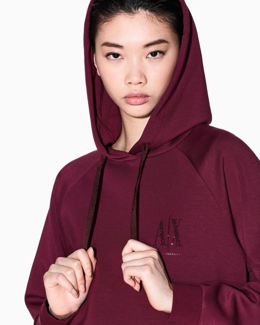 ARMANI EXCHANGE Purple Glitter Logo Hoodie