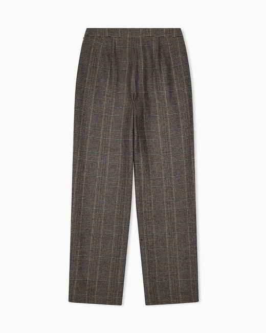 ARMANI EXCHANGE Gray Regular Fit Trousers Plaid Virgin Wool Blend