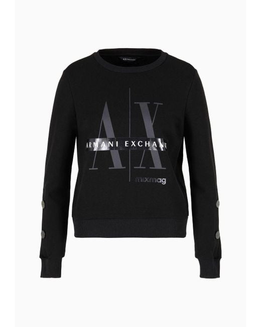 Armani Exchange Black Mix Mag French Terry Sweatshirt