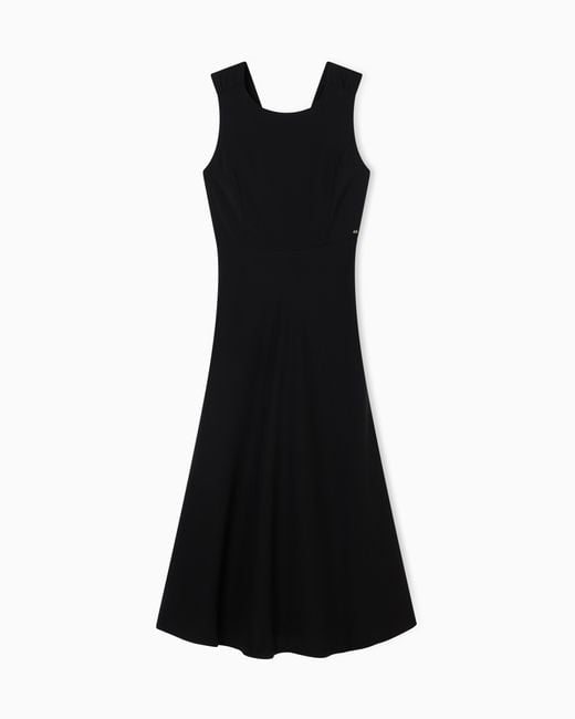 ARMANI EXCHANGE Black Twill Midi Dress With Back Detail