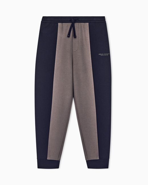 ARMANI EXCHANGE Blue Regular Fit Trousers Bonded Stretch Cotton Jersey for men