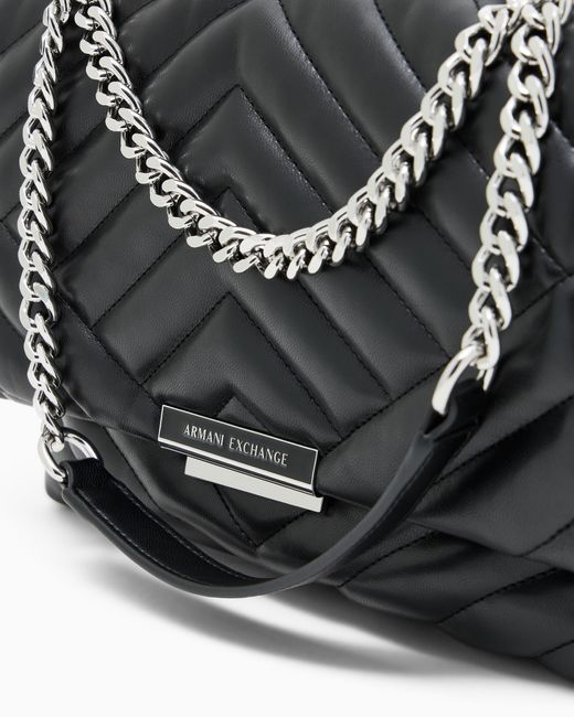 Sac Bandoulière En Matière Matelassée Avec Détails En Métal ARMANI EXCHANGE en coloris Black