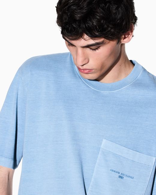 T-Shirt En Coton Effet Usé ARMANI EXCHANGE pour homme en coloris Blue