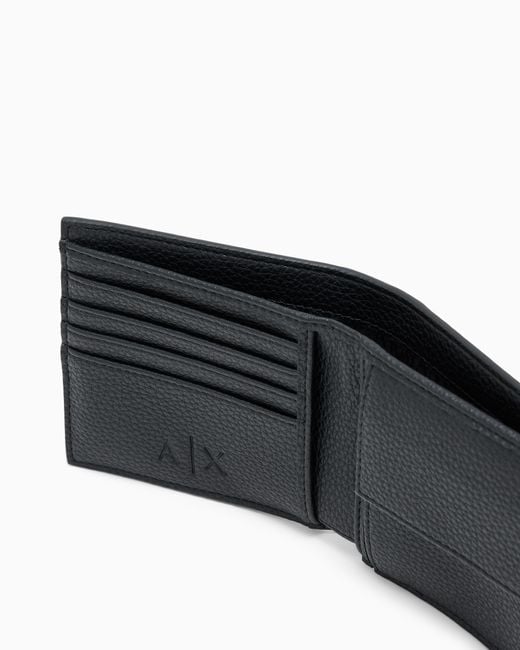 ARMANI EXCHANGE White Textured Bifold Wallet With An Embossed Logo And Card Slots for men