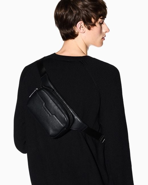 ARMANI EXCHANGE Black Waist Bag With Zipper Closure And Adjustable Strap for men