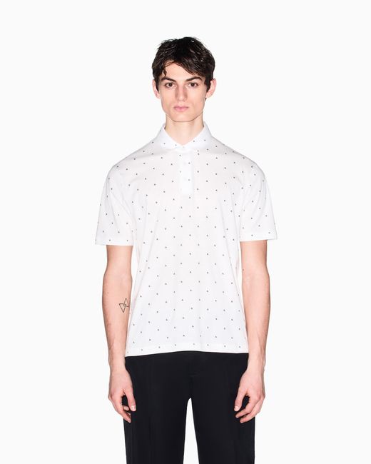 Polo De Punto De Algodón De Corte Regular ARMANI EXCHANGE de hombre de color White