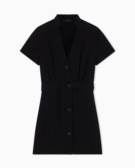 ARMANI EXCHANGE Black Short Pinstriped Dress