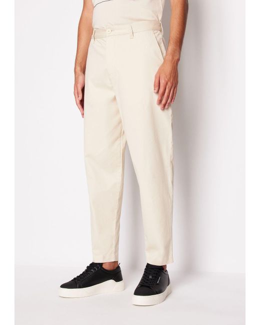 Armani Exchange Natural Chino Trousers In Cotton Gabardine for men