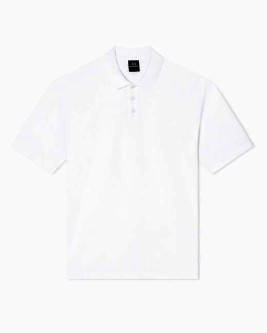 Polo Regular Fit Logo Allover di ARMANI EXCHANGE in White da Uomo