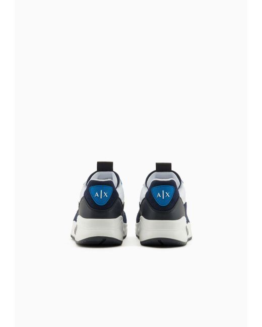 Sneakers In Tessuto Tecnico, Mesh E Suede di Armani Exchange in Blue da Uomo