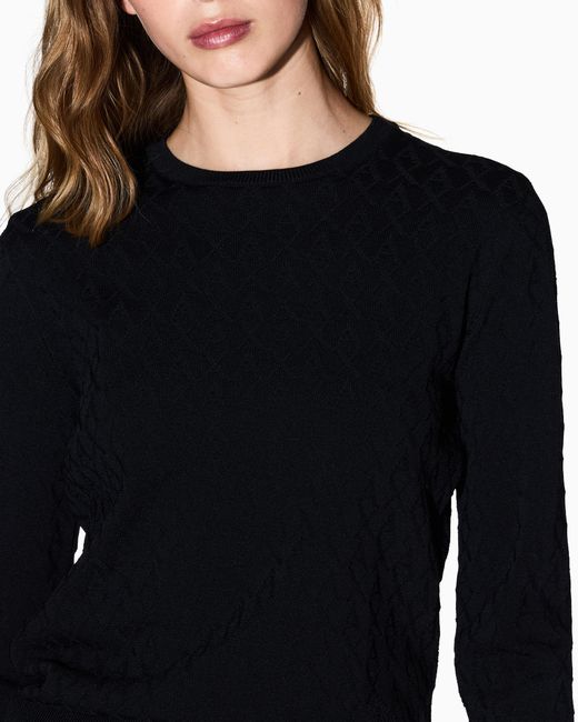 ARMANI EXCHANGE Blue Jacquard Sweater With Diamond Logo