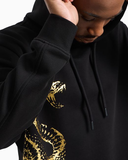 ARMANI EXCHANGE Black Hoodie With Maxi Print for men