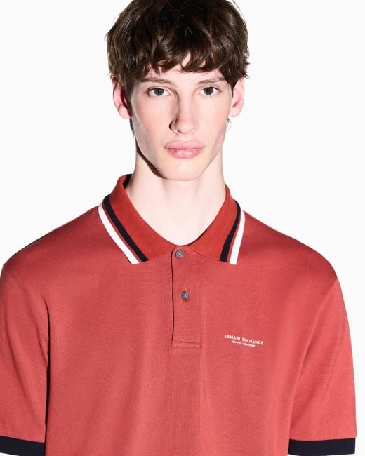 ARMANI EXCHANGE Red Regular Fit Polo Shirt for men