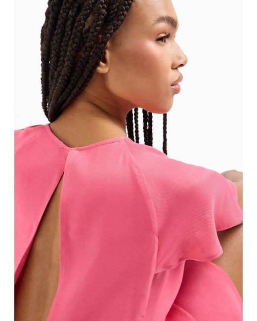Armani Exchange Pink Twill Flounce Dress