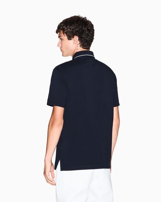 ARMANI EXCHANGE Blue Slim-Fit Stretch Cotton Jersey Polo Shirt Essential for men