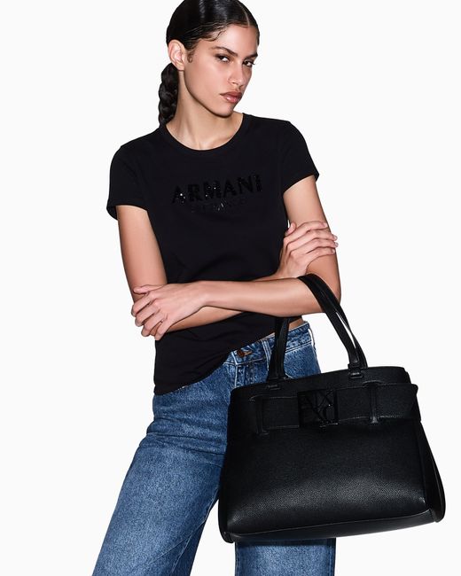 Shoppers Tessuto Tecnico Con Doppi Manici di ARMANI EXCHANGE in Black