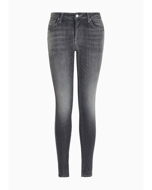 Armani Exchange Gray J01 Super Skinny Jeans In Comfort Cotton Denim Indigo