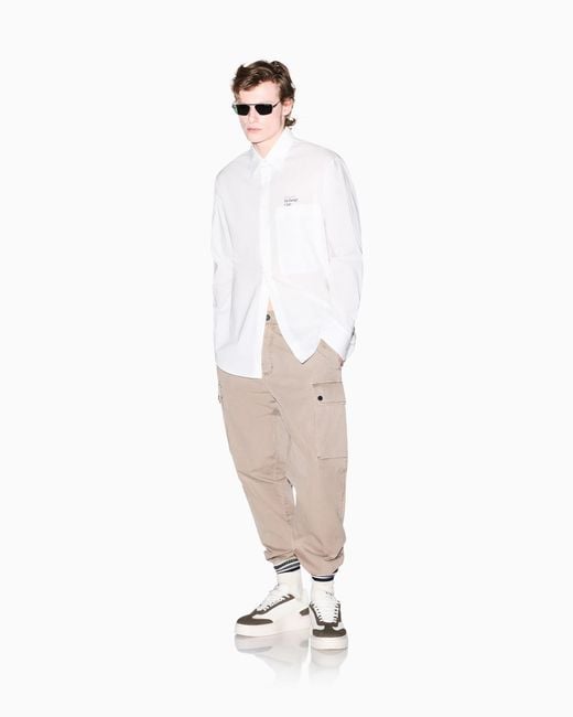 ARMANI EXCHANGE White Classic Casual Cotton Poplin Shirt for men