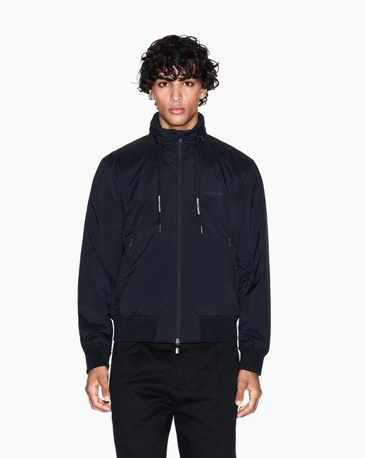 ARMANI EXCHANGE Blue Stretch Nylon Jacket With Zip for men