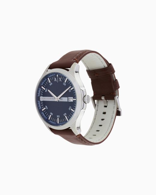 Reloj De Tres Agujas Con Correa De Piel ARMANI EXCHANGE de hombre de color Blue