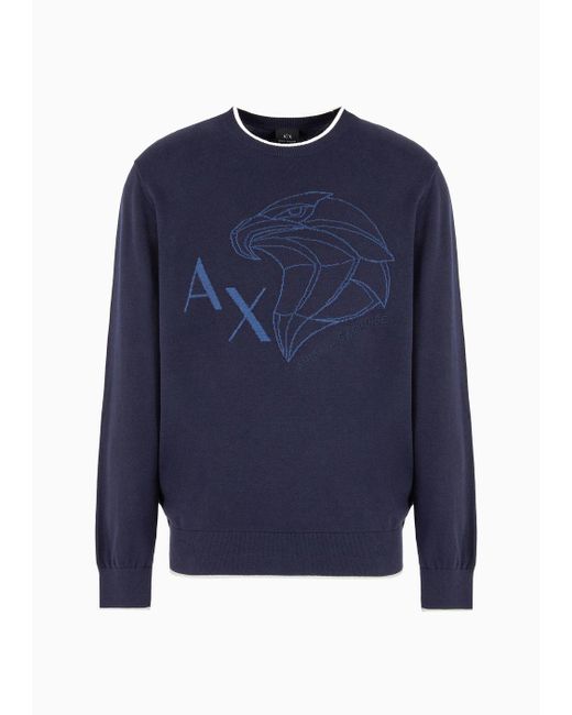 Armani Exchange Blue Asv Organic Cotton Crew Neck Sweater for men