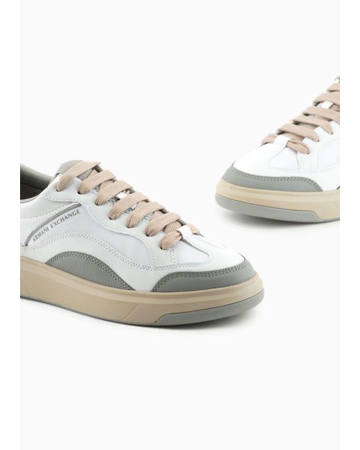 Armani Exchange Mesh Sneakers With Contrasting Details in White for Men