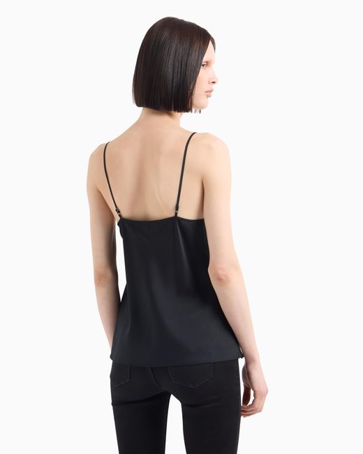 ARMANI EXCHANGE Black Satin V-Neck Top