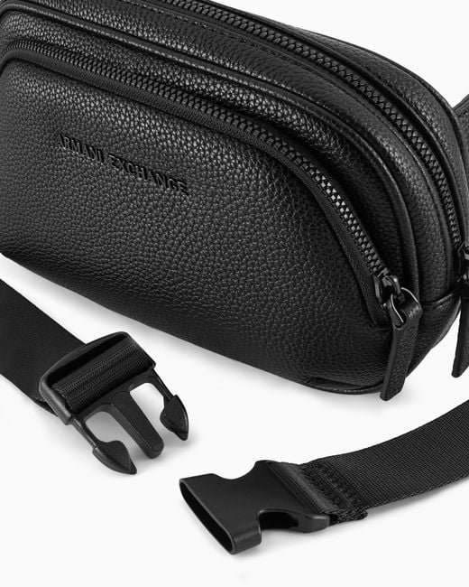 ARMANI EXCHANGE Black Faux Leather Bum Bag With Logo for men