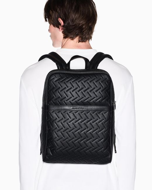 ARMANI EXCHANGE Black Technical Fabric Backpack for men