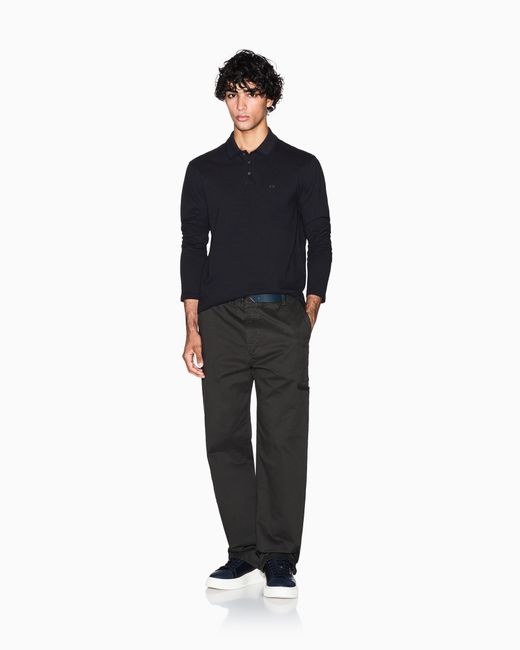 Polo Regular Fit Maniche Lunghe di ARMANI EXCHANGE in Blue da Uomo