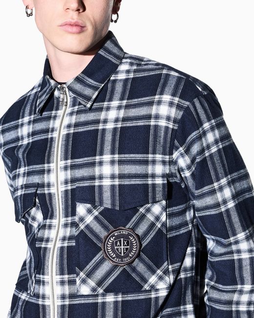 ARMANI EXCHANGE Blue Oversized Fit Shirt Cotton for men