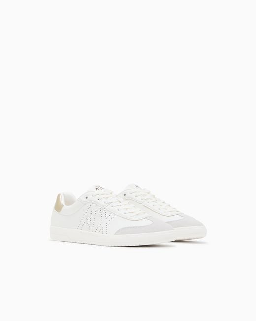 ARMANI EXCHANGE White Technical Fabric Sneakers