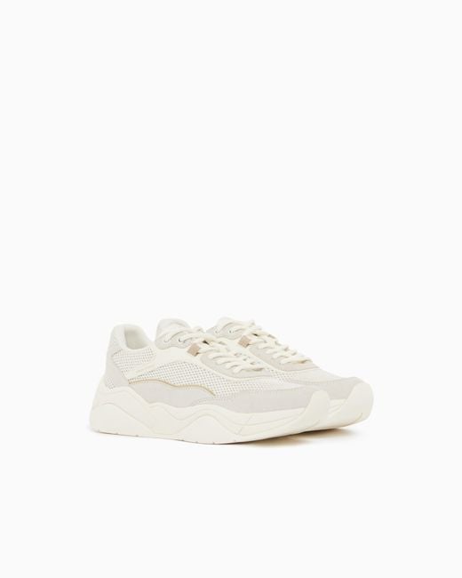 ARMANI EXCHANGE White Technical Fabric Sneakers