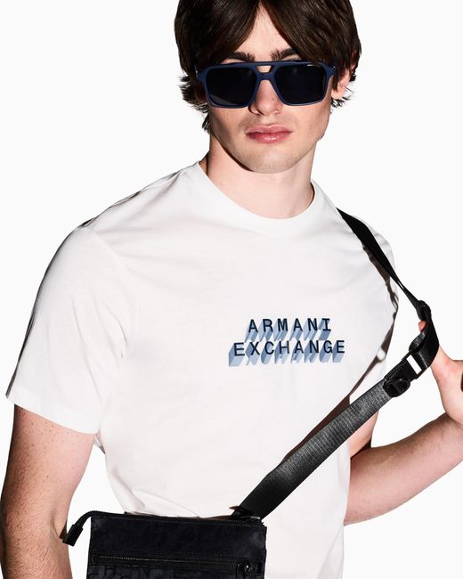 ARMANI EXCHANGE White Classic Slim Fit Cotton Jersey T-Shirt for men