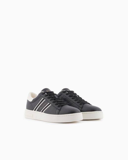 ARMANI EXCHANGE White Sneakers With Webbing And Rubber Sole for men