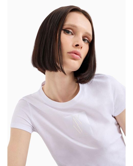 Armani Exchange White Slim Fit T-shirts