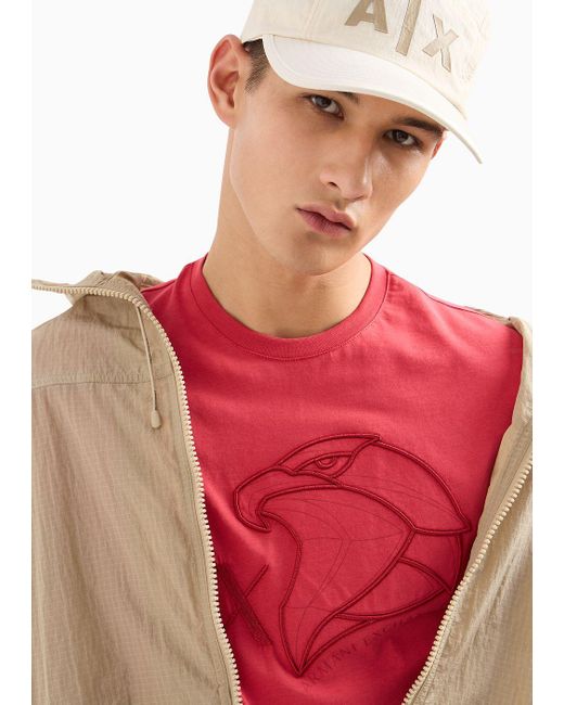 Armani Exchange Red Regular Fit Cotton T-shirt for men