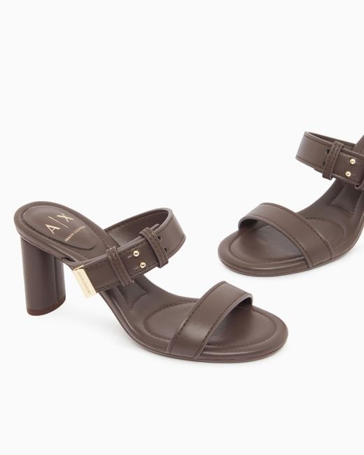 ARMANI EXCHANGE White Heeled Sandals With Two Straps
