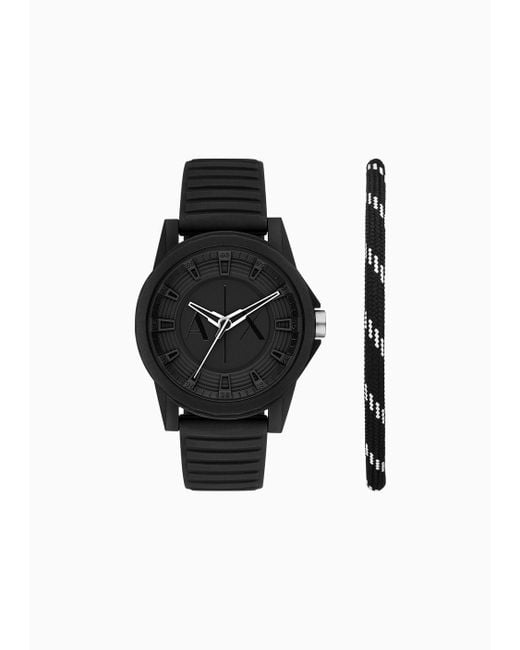 Armani Exchange Black Rubber Strap Watches for men